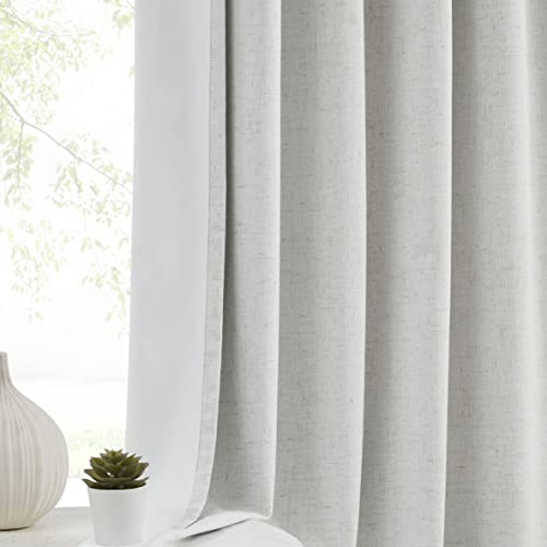 Natural Pinch Pleated Full Blackout Curtains Linen Blended Noise Reducing Window Treatment Panel 84 Inch for Living Room Bedroom Thermal Insulated Back Tab Drapes with Hooks, 2 Panel, 40" Wx84 L - Image 2