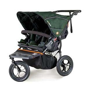 Out ‘n’ About Nipper Double Stroller | Side by Side Pushchair | Newborn – 4 Years | All-Terrain Twin Buggy | Sycamore Green | Rain Cover and Removable Basket Included