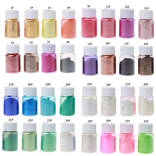Nawwgy 32 Colors 10g Resin Colorant Powder Pearlescent Pigments Resin Dye Epoxy Resin Color Toning Jewelry Making