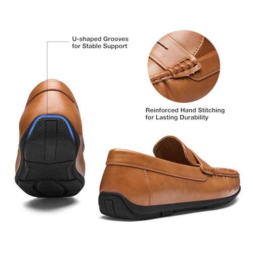 Image of HEEZ Men's Loafers Slip On Dress Shoes Penny Loafers Leather Casual Driving Boat Shoes for Men