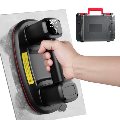 JUYLTOOL 26cm Akku Saugheber mit 2 Motoren,300 KG Saugkraft,Elektrischer Saugheber Glassauger Fliesenheber mit Auto-Nachsauge-Funktion & LCD-Anzeige für Saugkraft & Akkulaufzeit,4500 mAh Akku