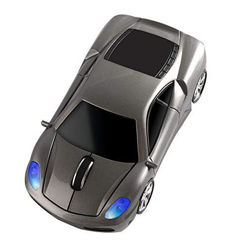 Elec Space Wireless Mouse 2.4Ghz Cool Sport Car Shape Wireless Mouse Optical Cordless Mice With Usb Receiver For Pc Laptop Computer 1600 Dpi 3 Buttons (Gray) #TOP2
