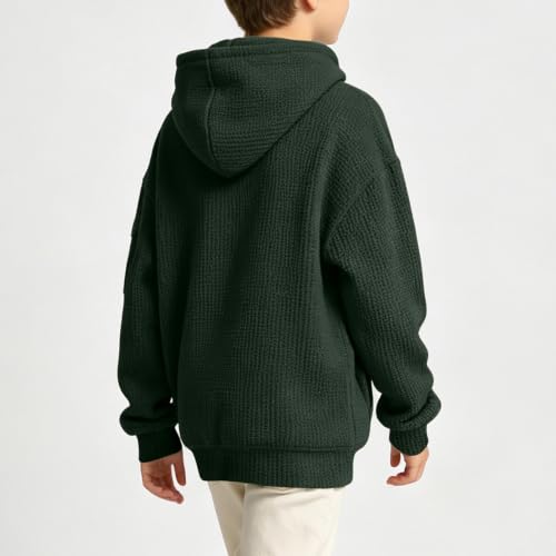 Teen Hoodies Boys Boys Hoodies Waffle Toddler Sweatshirt Long Sleeve with Pocket Pullover Girls Back To School Clothes Capsule Wardrobe Clothing Set Sudadera Para Niños Army Green - image 8
