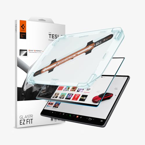 Spigen Glas.tR EZ Fit Protector de Pantalla para Tesla Model 3(2026-2024) 15.4", Model Y Standard(2026-2025) 15.4", Mode