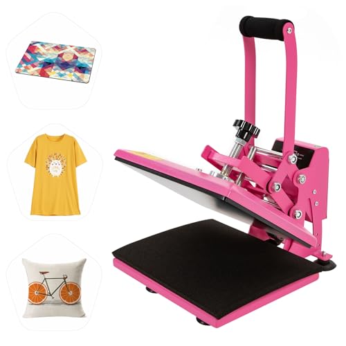 Heat Press, 12x9 Inch Heat Press Machine for T Shirts, Heat Press Machine Digital Control, Sublimation Heat Press Transfer Machine for T-Shirts Bags Garments Mats Puzzles (Pink)