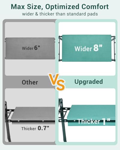 Image of Ohuhu Garden Kneeler and Seat Heavy Duty, Upgraded Gardening Stool with Thicker Wider EVA Foam Kneeling Pad Foldable Garden Bench with 2 Large Tools Pouches, Gardening Gifts for Women Mom Men Seniors