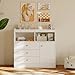 Baby Changing Table Dresser, Wooden Diaper Changing Station with 2 Open Shelves, 3 Drawers, and 1 Cabinet, Modern Baby Dressers for Nursery, Bedroom, Kids Room, White