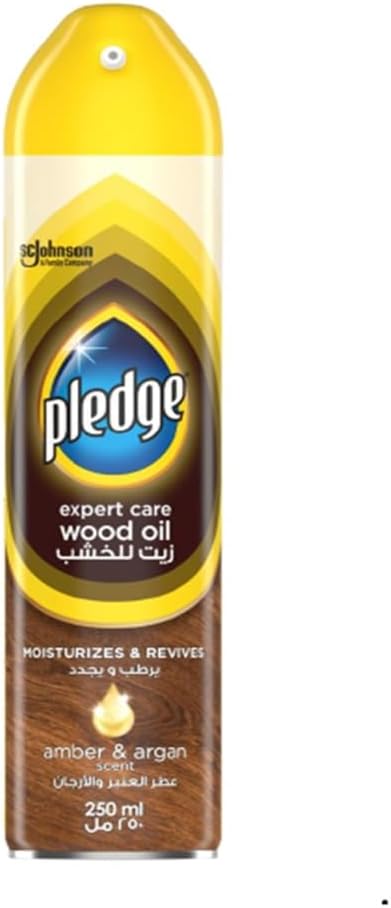 Pledge Expert Care Wood Oil Furniture Polish Spray, Amber & Argan Scent, 250ml