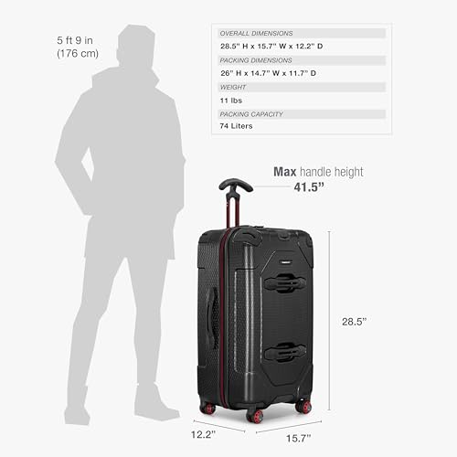 Image of Traveler's Choice Maxporter II Polycarbonate Hardside Trunk with Spinner Wheels, Black, 28-Inch Medium Trunk