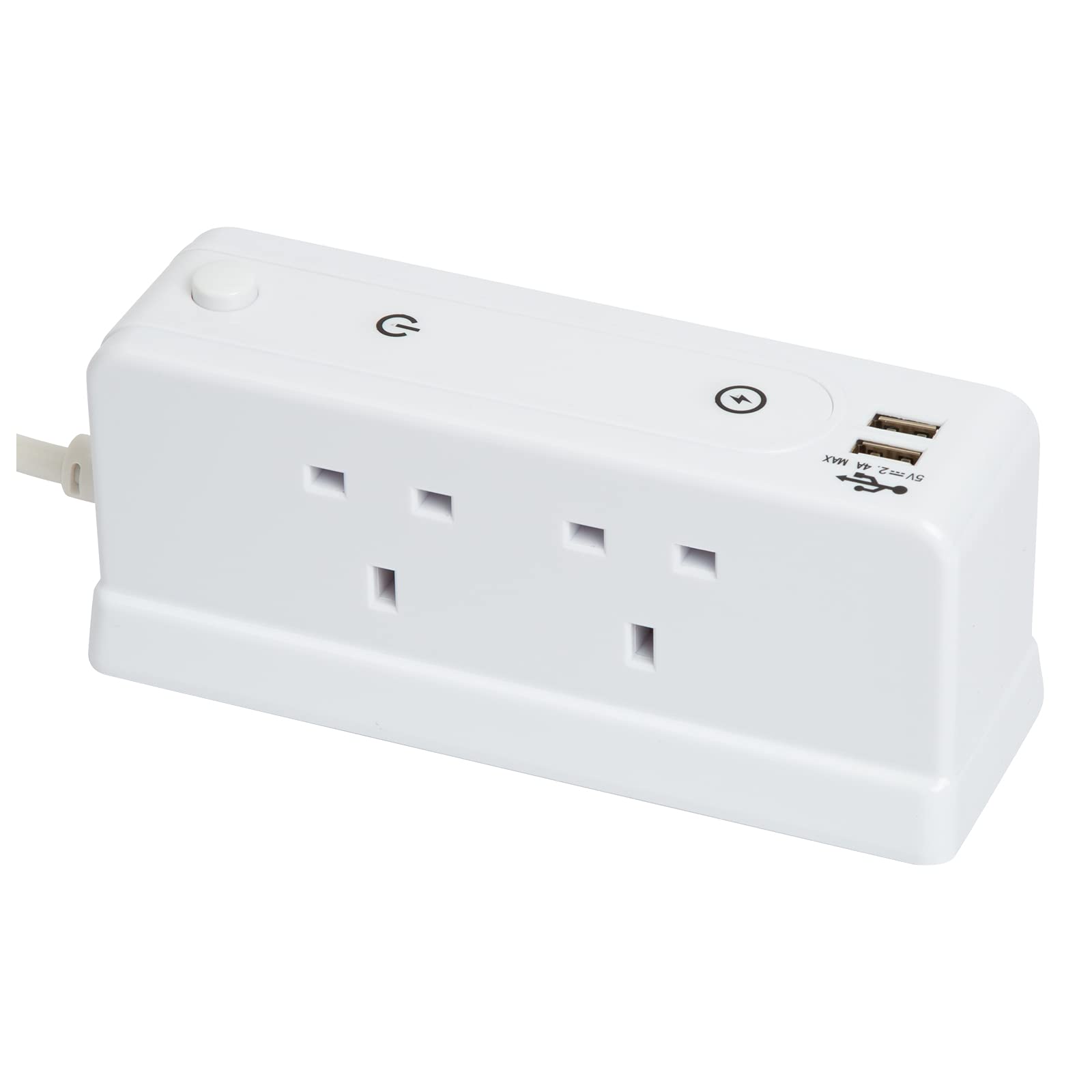 Extension Lead with USB Ports, SLx 4x UK Socket Extension Lead Surge Protected Plug 1.8m Cable with 2x USB Ports for Phone & Tablet Charging with On/Off Switch Home Office Accessories