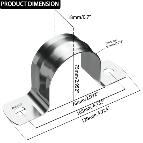 Akihisa 4 Pcs U Tube Pipe Clamp 304 Stainless Steel Rigid Pipe Strap Strap Clamp Id 3Inch(75Mm) #TOP1