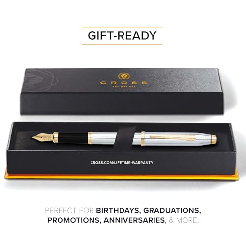 Image of Cross Century II Medalist Refillable Fountain Pen - Medium Point, Black Ink, Presented in a Luxury Gift Box