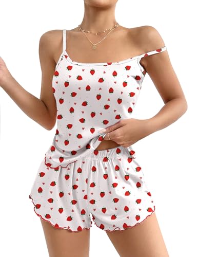 Image of Ekouaer Womens Cami Pajama Set Cute Printed Camisole Shorts Sleepwear | Tank Top and Shorts Lounge Set Soft Pjs for Daily Wear, Home, Party or Date Nights