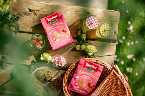 Image of Loacker Quadratini Strawberry Wafer Cookies, 30% Less Sugar, 6-Pack