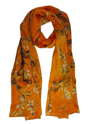 MutluHan Turkish Scarf - 100% Silk Floral Design | Burnt Orange | Luxurious and Comfortable Women’s Scarf, Perfect for Gifts and Special Occasions, Suitable for Daily, Evening and Office Wear