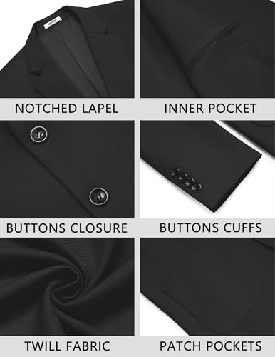 COOFANDY Men's Casual Blazer Jacket Slim Fit Two Button Suit Jackets Lightweight Knit Sport Coat Black