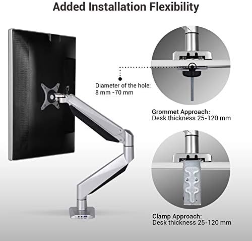 FLEXIMOUNTS D7L Heavy Duty Gas Spring Swing Monitor Arm Desk Stand Monitor Mount Fits for 10"-30" Monitor Weighting 6-15KG