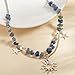 QLYOVWE Natural Stone Healing Necklace Gothic Boho Star Sun Necklace for Women Crystal Beaded Choker Necklace Handmade Irregular Stone Bead Necklace Christmas Birthday Gifts (Blue)
