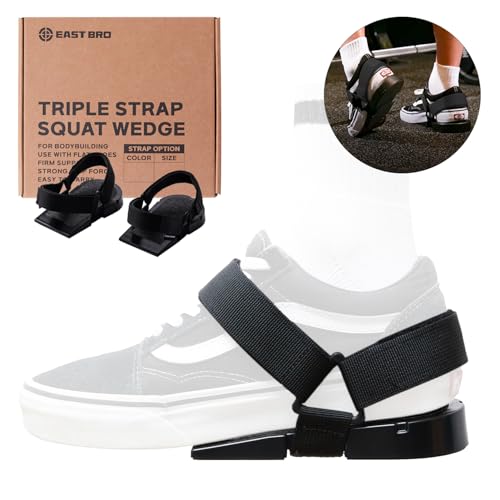 EAST BRO Squat Shoes Wedge Block for Weight Lifting - Attatchable Heel Elevated Slant board - Improve Mobility for Bulgarian Split Stand - Exercise Workout Calf Stretcher for Squats