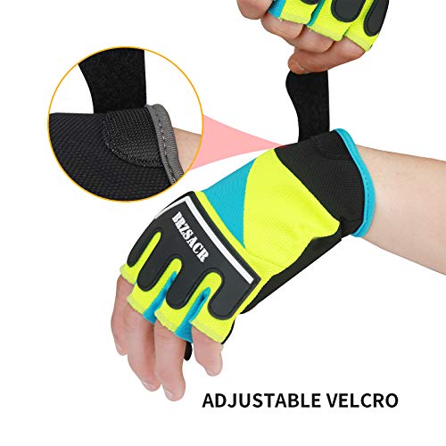 BRZSACR Half-Finger Cycling Gloves for Men and Women, Non-Slip and Shock Absorption Mountain Bike Gloves for Cycling Running and Climbing (Green, L) - Thumbnail 2