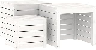 vidaXL 3 Piece Garden Box Set - Multi-use Storage Solution made from Solid Pine Wood - White