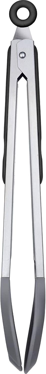 Westmark Buffet Tongs, Round Silicone Maxi, 32.5 x 4 x 6.1 cm, Stainless Steel/Plastic/Silicone, Silver/Black, 16202270