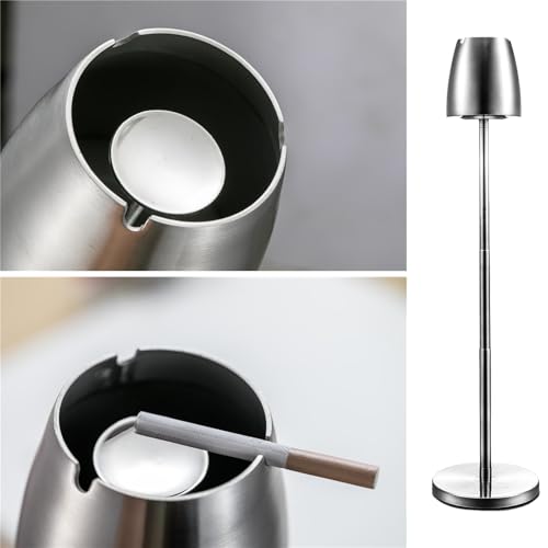 Cendrier de table en acier inoxydable réglable 34-65 cm avec couvercle