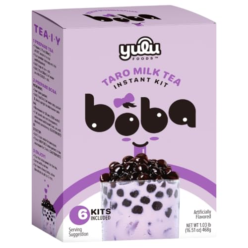 YULU FOODS Instant Bubble Pearls for Taro Milk Tea with Brown Sugar Flavor – 6 Servings