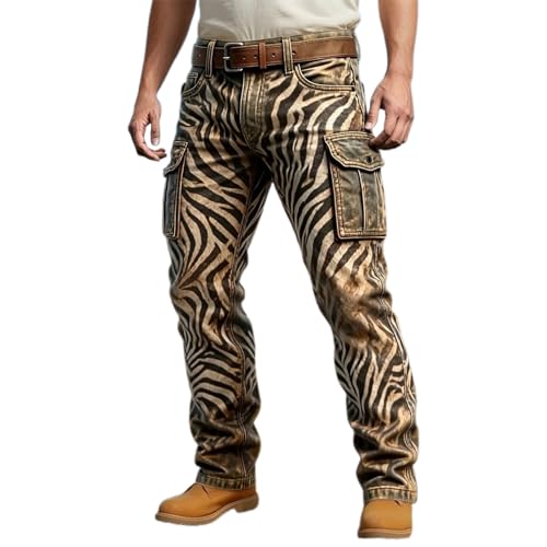 Pantalon cargo d'été pour homme imprimé animal sauvage avec poches