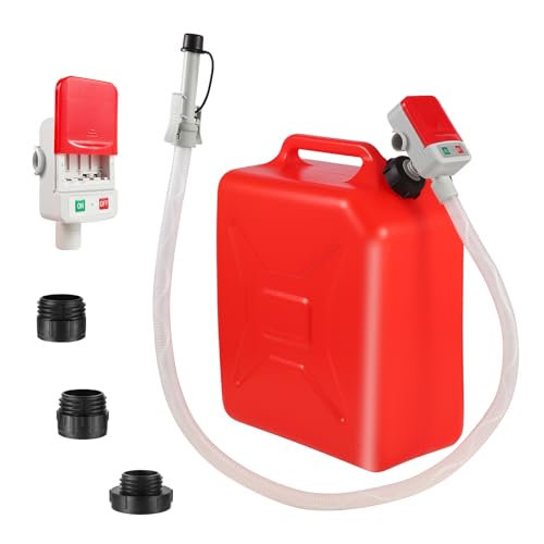 DAXIMMC Fuel Transfer Pump with Auto Stop-Overfill Protection, 3.2 Gallon per min, 51'' Overlong Hose Fuel Transfer Pump with 3 Tank Adapter, Portable Gas Pump for Gasoline,Diesel,Oil