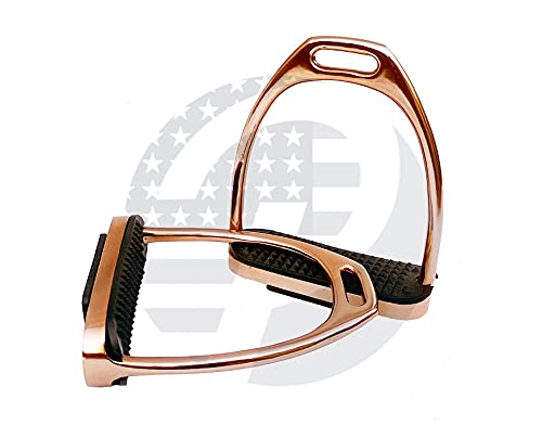 Estribos de caballo de oro rosa brillante Fillis de acero inoxidable para adultos y niños de 4, 4.5, 4.75 y 5 pulgadas