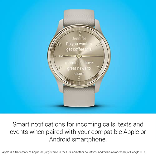 Garmin vívomove Trend - Montre connectée Hybride - Or crème avec Bracelet Lin