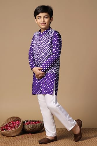 Image of Fashion Dream Boy's Cotton Blend Printed Kurta Pyjama And Jacket Set|Kurta And Payjama Set
