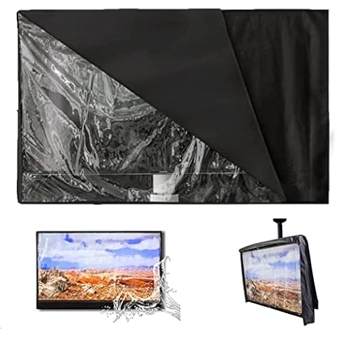 Outdoor TV Cover with Clear Front COOSOO Television Cover Waterproof Universal Protector for LCD LED Plasma Television Sets with Remote Control Pocket Compatible with Standard Mounts Stands (55-58’’) Cover