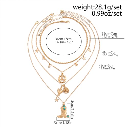 Salircon Western Jewelry for Women Cowboy Hat Boot Turquoise Necklace Cowgirl Hat Boot Charms Chain Necklac Layered Chain Necklaces for Women Cowgirl Accessories4