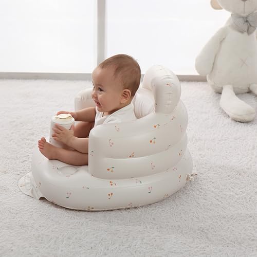 Image of Inflatable Baby Seat, Baby Floor Seats for Babies 3-36 Months, Sit Up Chair with Built-in Air Pump, Portable Infants Back Support Seater, Sit Me Up Seat for Home, Travel (Love Rabbit, M)
