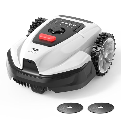 LEBOSBO V3 AI Visual Robot Lawn Mower, APP Control, Quiet, Adjustable Height, Wire-Free Magnetic Boundary for 1600 Sq.Ft Yard(White)