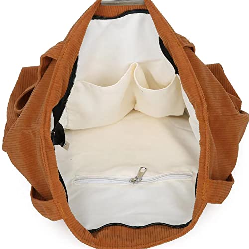 Jiliyote Groß Umhängetasche Cord Tasche Damen Reißverschluss,Cordtasche Shopper Groß Kord Einkauftasche für Uni Arbeit Mädchen Schule Alltag
