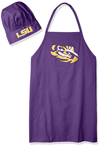 Pro Specialties Group NCAA LSU Tigers Mens Chef Hat & Apron Full Color Team Logo one size