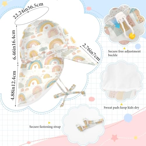 Cute Cartoon Rainbows Toddler Boy Girl Sun Hat Baby Boys Beach Girl Sun Protection Neck Flap Traveling Swim4