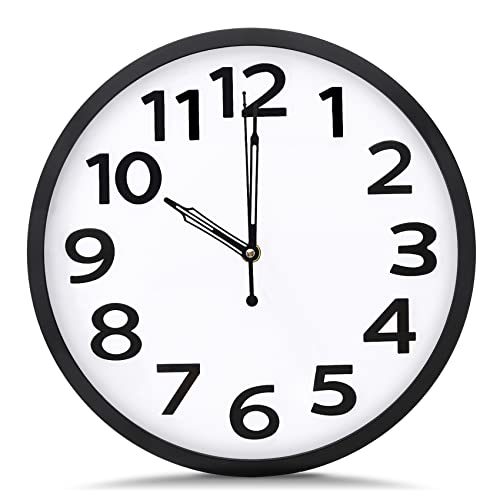 Jeteveven 30 cm Horloge Murale Ronde,Mouvement d'horlogerie à Faible Bruit,Horloge Murale silencieuse à Quartz Moderne de Haute qualité,pour l'école de Bureau à Domicile (Noir) Cover