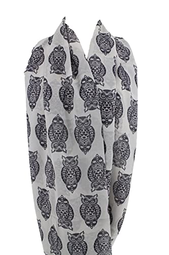 Etwoa Grey Owl Pattern Infinity Scarf Circle Loop Scarf2