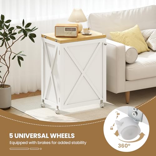 image for Giantex Folding Sewing Table - Farmhouse Sewing Machine Cabinet with B