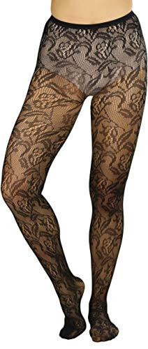 Image of ToBeInStyle Women's Elegant Floral Lace Inspired Spandex Net Full Length Tights