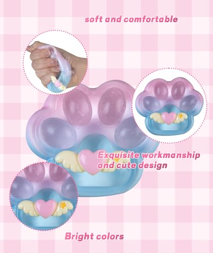 Image of 3PCS Taba Squishy Cat Paw, Taba Squishy for Relaxing Sensory Fidget Pinch Family for Kids Cat Paw Squeeze Cute Beautiful Cat Paw (Blue)