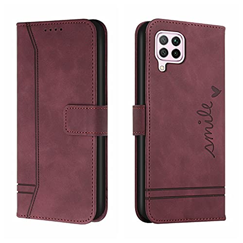 Bravoday Cover per Huawei P40 Lite 4G / Nova 6SE / Nova 7i, Flip Custodia in Pelle PU Portafoglio Custodia per Huawei P40 Lite 4G / Nova 6SE / Nova 7i, con Slot per Schede, Vino Rosso