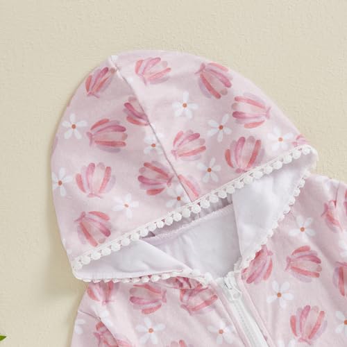 Image of Girls Terry Cloth Swim Cover Up Zip Up Hooded Bathing Suit Coverup Wraps Rufled Kids Pool Beach Robe Cover-Up Dress