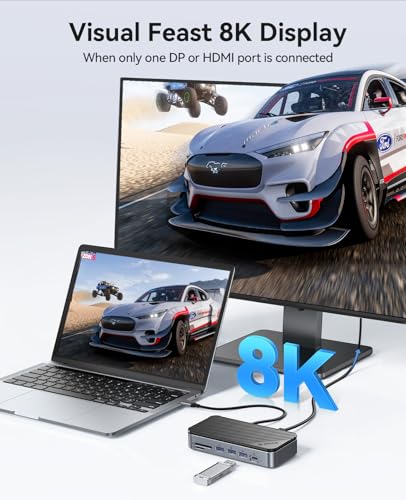 12-in-1 Hub USB C con Case SSD M.2, Docking station USB C Senza Attrezzi con Ventola Integrata, HDMI, DP, Gigabit Ethernet, 100W PD, SD/TF, Audio/Mic, 10Gbps USB A & USB C & 2* 5Gbps USB A-M2P11 - Hub USB - Immagine 4