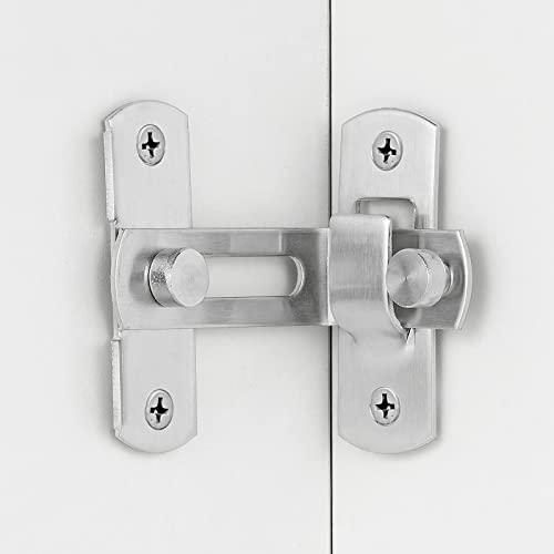 Iniret 4 Packs 90 Degree Flip Barn Door Lock,Protect Privacy-Security Gate Latch,Hook Lock Latch For Barn,Sliding Door Antique Lock Gate Latches Wine Cabinet Closet Door Latches,Brushed Nickel #TOP6