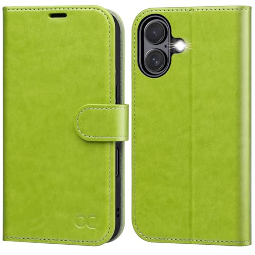 OCASE for iPhone 16 Case, PU Leather Wallet, Magnetic Flip Folio Cover with RFID Blocking, Card Holders, Shockproof TPU